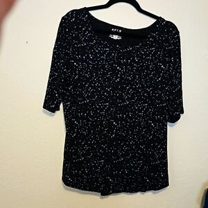 EUC APT. 9 Essentials  Blouse Black, Periwinkle, and silver print size XL